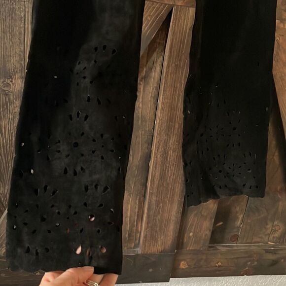 For Joseph suede leather Floral cut out bottom pants Sz-27 - Picture 3 of 7